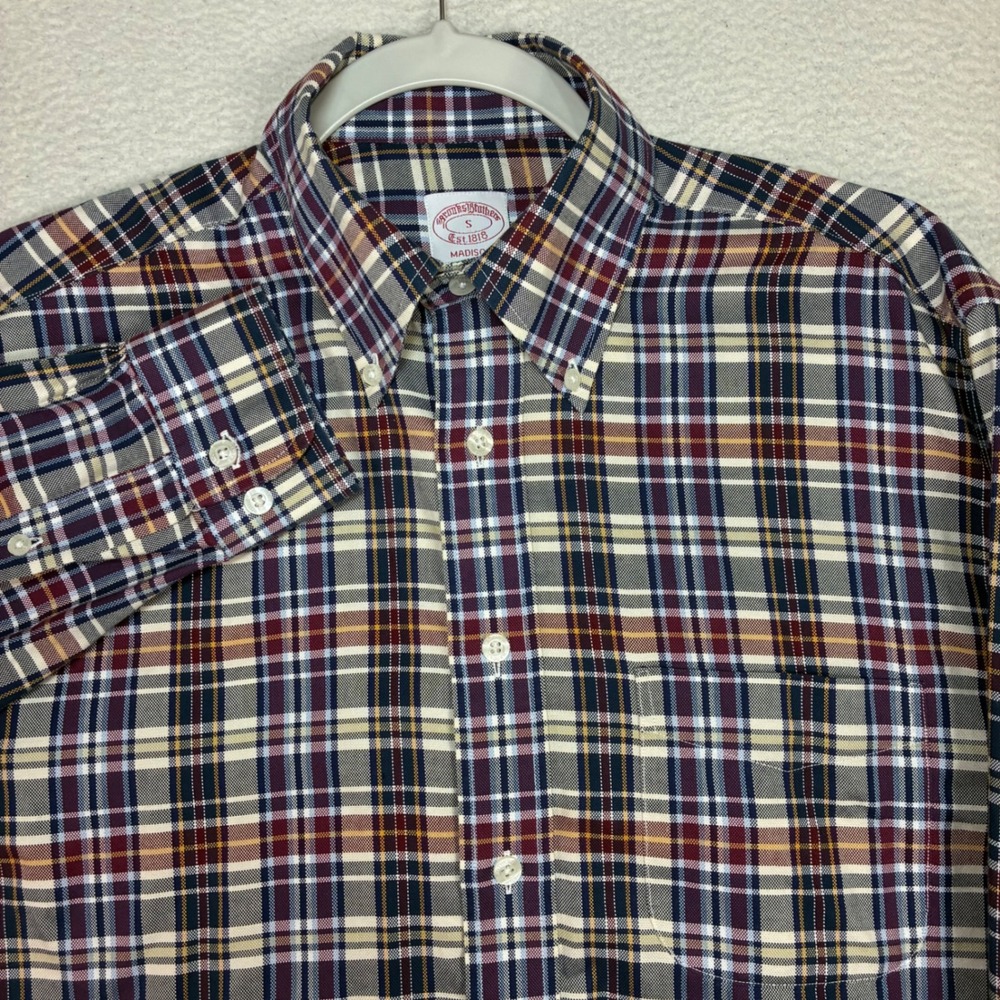 Brooks Brothers Madison Oxford Shirt Men S Multicolor Tartan Plaid Button OCBD